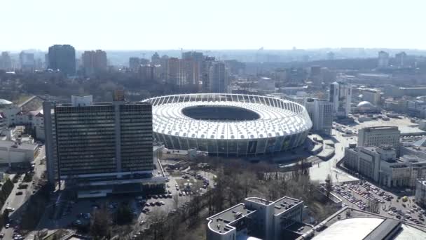Kyjev Dubna 2018 Ukrajina Pohled Olympijském Stadionu Kde Bude Konat — Stock video