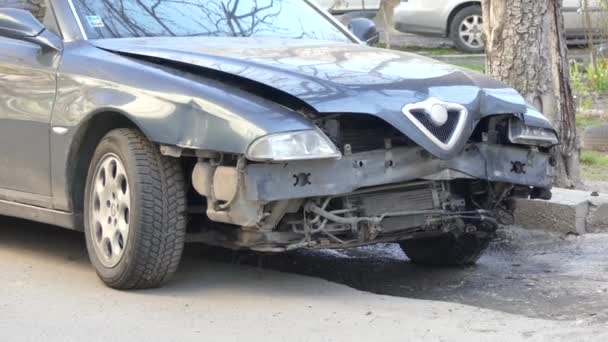 Kiev Ucrania Abr 2018 Accidente Choque Frontal Coche Carretera Después — Vídeo de stock