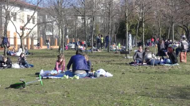 Kiev Oekraïne Apr 2018 Veel Mensen Rust Het Park Het — Stockvideo