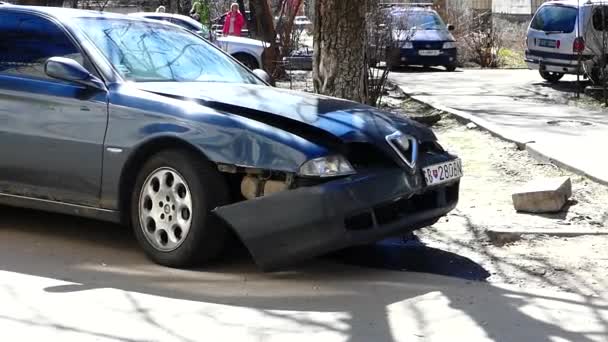 Kiev Ucrania Abr 2018 Accidente Choque Frontal Coche Carretera Después — Vídeo de stock