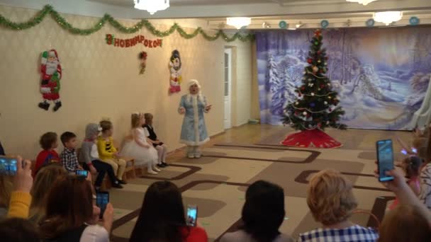 Kiev Ukraine Europe December 2019 New Year Morning Party Kindergarten — ストック動画