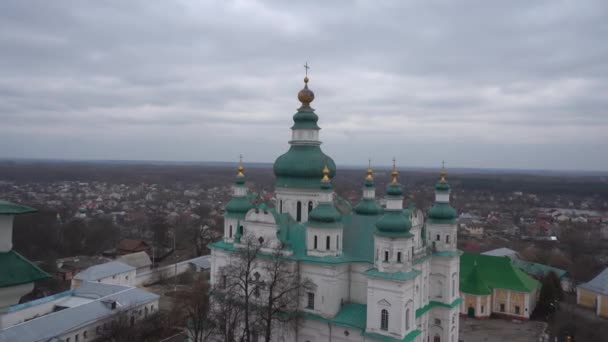 Chernihiv Ukraine February 2020 Holy Trinity Cathedral View Domes Church — Stok video