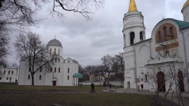 Chernihiv Ucrânia Fevereiro 2020 Vista Das Cúpulas Igreja Vista Cidade — Vídeo de Stock