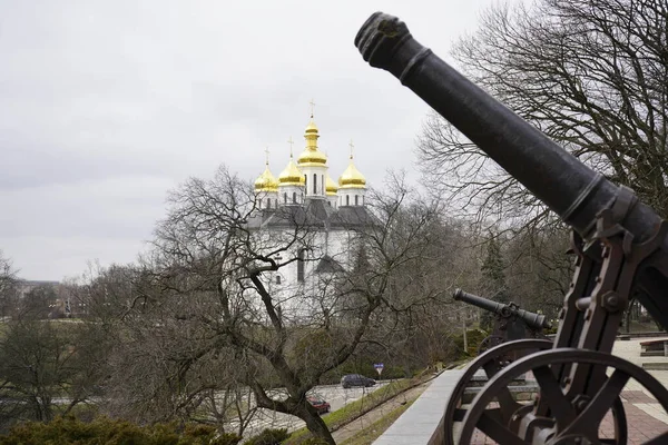 Chernihiv Ukraine February 2020 View Domes Church City View People — стокове фото