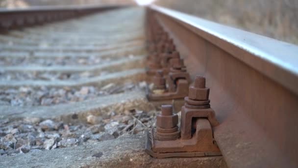 Railroad Track Rails Railway Sleepers — Stock Video