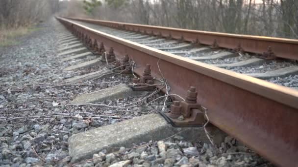 Railroad Track Rails Railway Sleepers — Stock Video