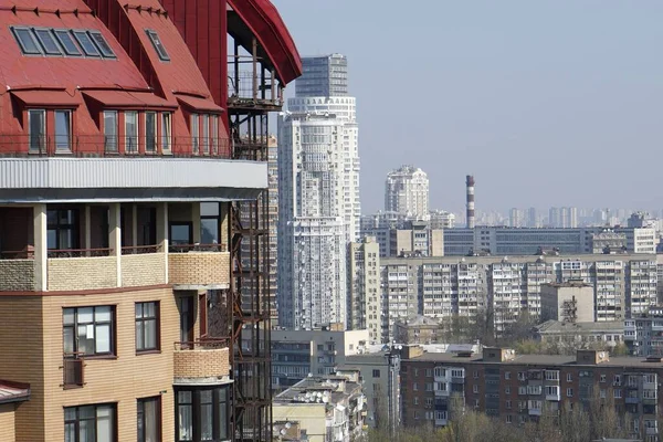 Europe Kiev Ukraine Avril 2020 Vue Immobilier Ville Smog Enveloppait — Photo
