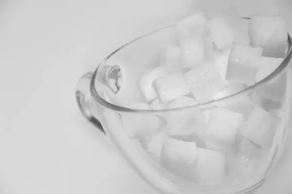 Glass Cup Sugar Cubes Isolated Backgrounds — Stock Photo, Image