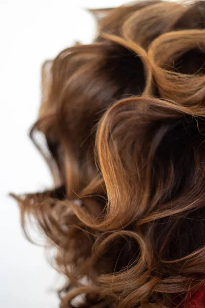 Коричневые Вьющиеся Волосы Качестве Фона — стоковое фото