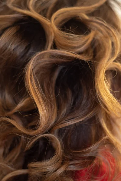 Коричневые Вьющиеся Волосы Качестве Фона — стоковое фото