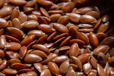 Arkaplan olarak keten tohumları makro çekim