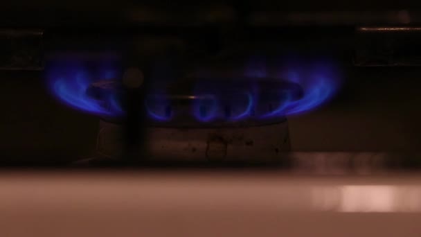 Turned Gas Stove Kitchen Home Close — Stock Video