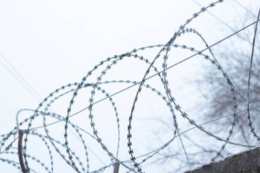 Gökyüzüne karşı dikenli teller yakın