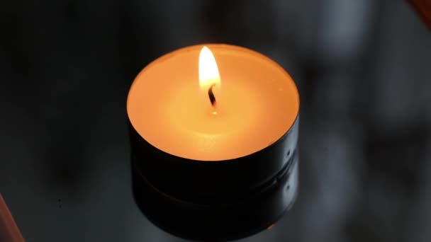 Candle Flame Dark Room — Stock Video