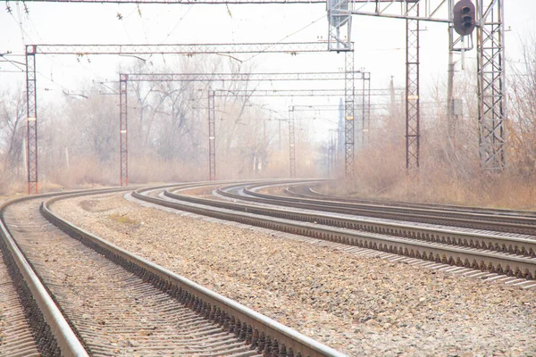 Chemin de fer ukrainien sur une journée d'hiver dans la ville de Dniepr — Photo