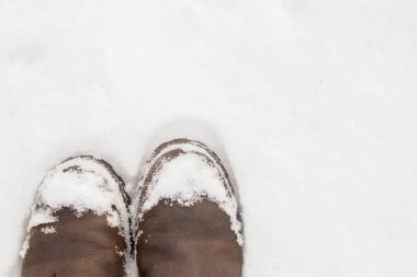 women's boots in the snow top view