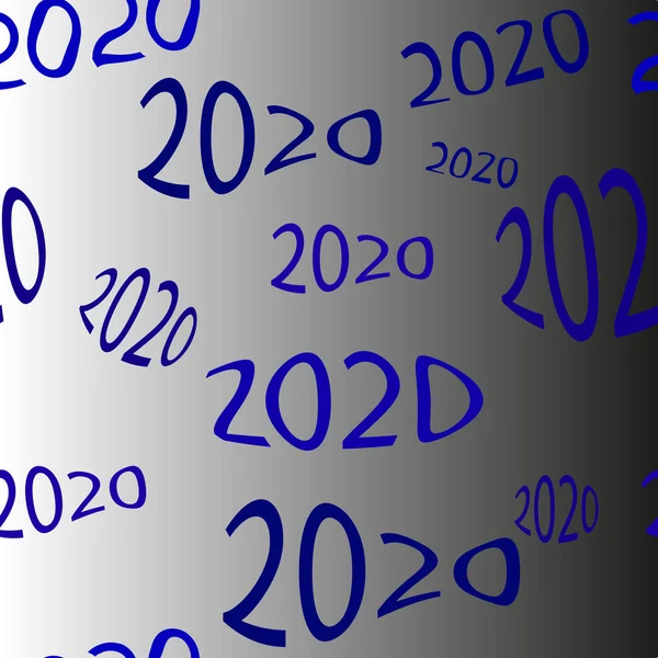 2020 padrão do efeito de números azuis deformados em um fundo gradiente —  Vetores de Stock