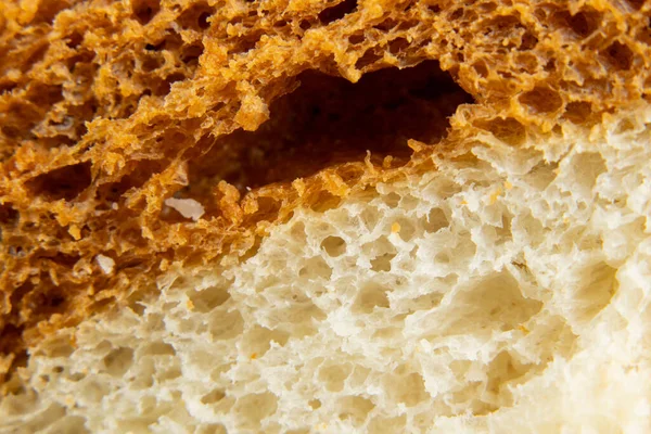 Stuk Brood Close Bij Daglicht Macro Foto — Stockfoto