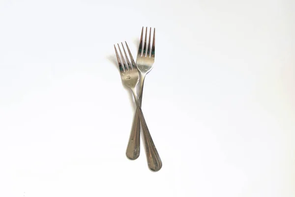 Table Forks Lie White Background Close Royalty Free Stock Photos