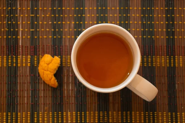 Xícara Chá Biscoitos Mesa Pela Manhã Para Café Manhã — Fotografia de Stock