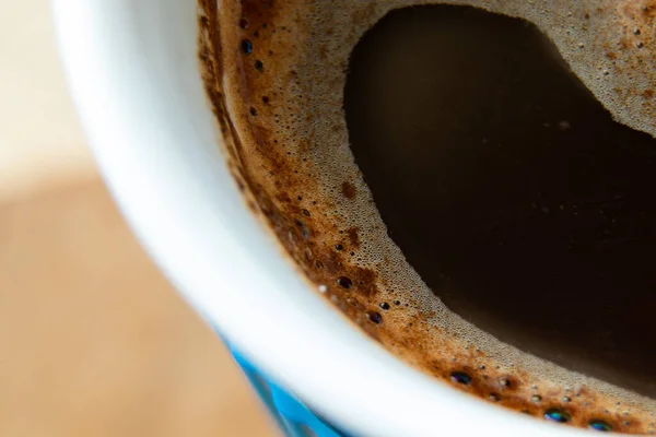 Schiuma Caffè Una Tazza Caffè Nero Macro — Foto Stock