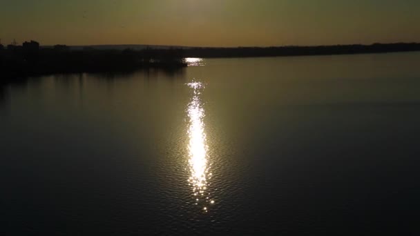 Pôr Sol Vista Rio Dnieper Partir Ponte Noite Primavera 2020 — Vídeo de Stock