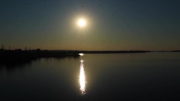 Pôr Sol Vista Rio Dnieper Partir Ponte Noite Primavera 2020 — Vídeo de Stock