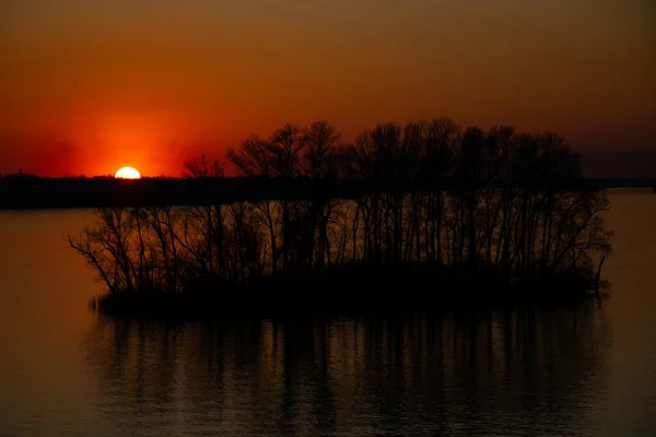 Sunset Banks Dnieper River Trees Ukraine Dnieper Cities — Stock Photo, Image
