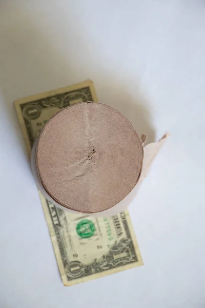 Jeden Amerykański Dolar Roll Papier Toaletowy Rolki Białym Tle — Zdjęcie stockowe