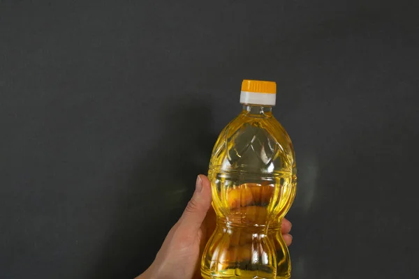 Plastikflasche Voll Raffinierter Sonnenblume — Stockfoto