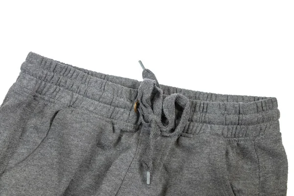 Pantalones Chándal Femeninos Grises Primer Plano Blanco —  Fotos de Stock