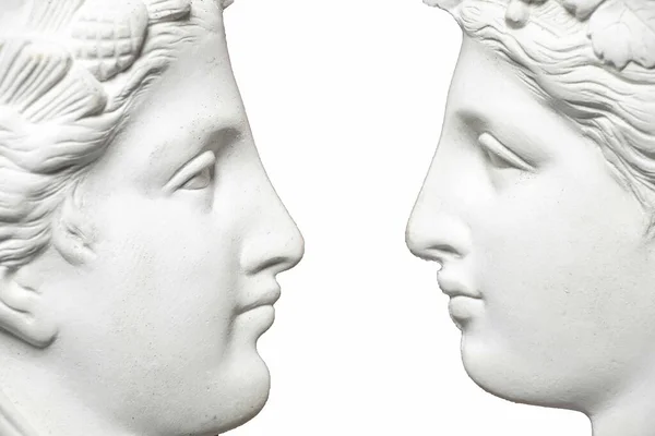 Две Стороны Гипсовой Статуи Профиль Изолированном Фоне — стоковое фото