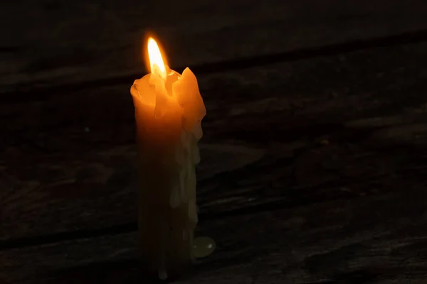 Close Candle Wooden Old Floor — Stock Photo, Image