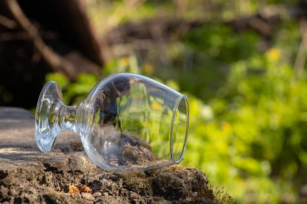 Gobelet Verre Transparent Vide Tient Sur Sol — Photo