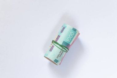 İzole edilmiş bir arkaplanda bir paket Ukrayna Hryvnia