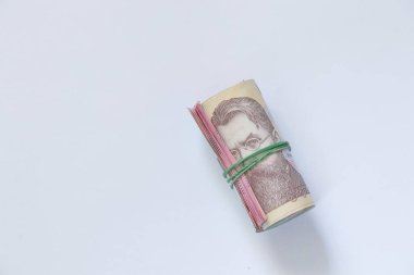 İzole edilmiş bir arkaplanda bir paket Ukrayna Hryvnia