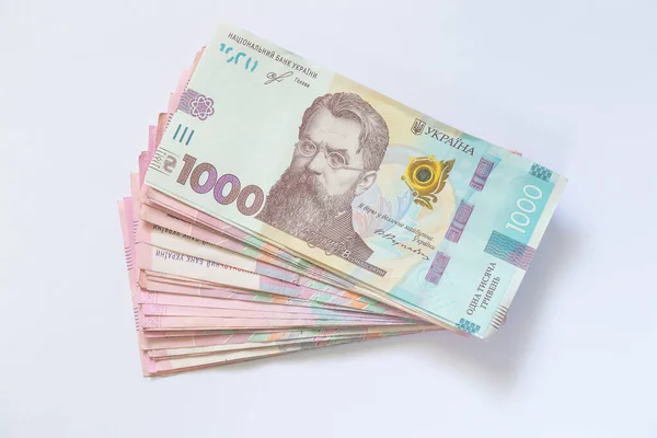 Verpakking Van Oekraïense Hryvnia Een Geïsoleerde Achtergrond — Stockfoto