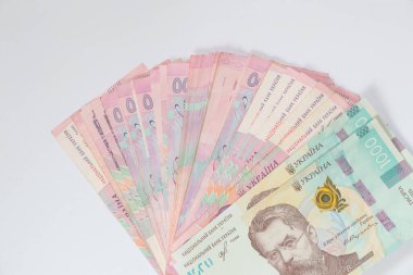 Hryvnia fan şeklinde masanın üzerinde yatıyor.