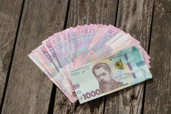 Hryvnia Waaiervormig Liggend Tafel — Stockfoto