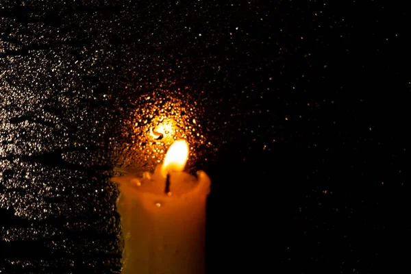 Flame Church Candle Dark Room — Stock Photo, Image