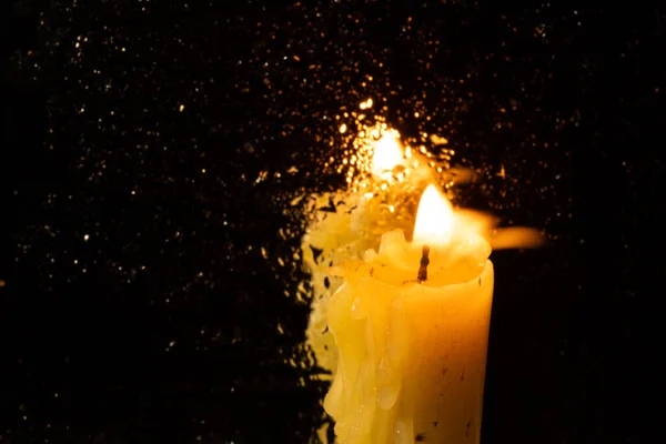 Flame Church Candle Dark Room — Stock Photo, Image