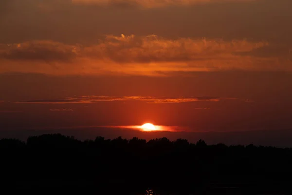 Coucher Soleil Sur Fleuve Dniepr Dans Soirée Ukraine — Photo