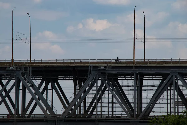 Two Story Bridge Dnieper River Railway Automobile Ukraine Cities Dnieper — Stock Photo, Image