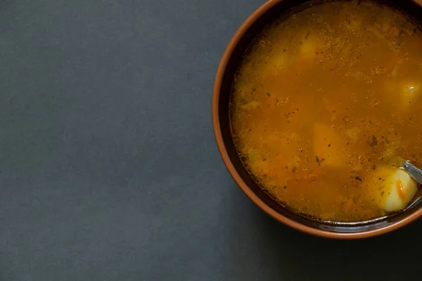 Semangkuk Sup Atas Meja Latar Belakang Terisolasi Untuk Makan Siang — Stok Foto