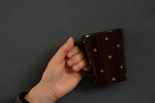 Cup Woman Hand Isolated Background — Stock Photo, Image