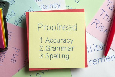 Proofread written on a note  clipart