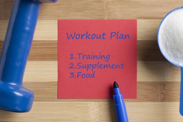 Workout Plan written on note