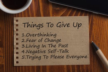 Things To Give Up written on recycled page clipart