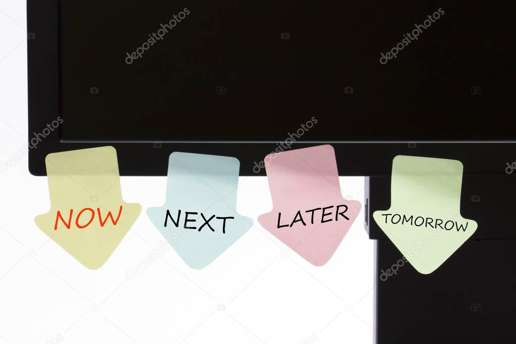  Now Next Later written on notes