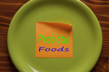 Probiyotik gıdaların bir notta yazılı